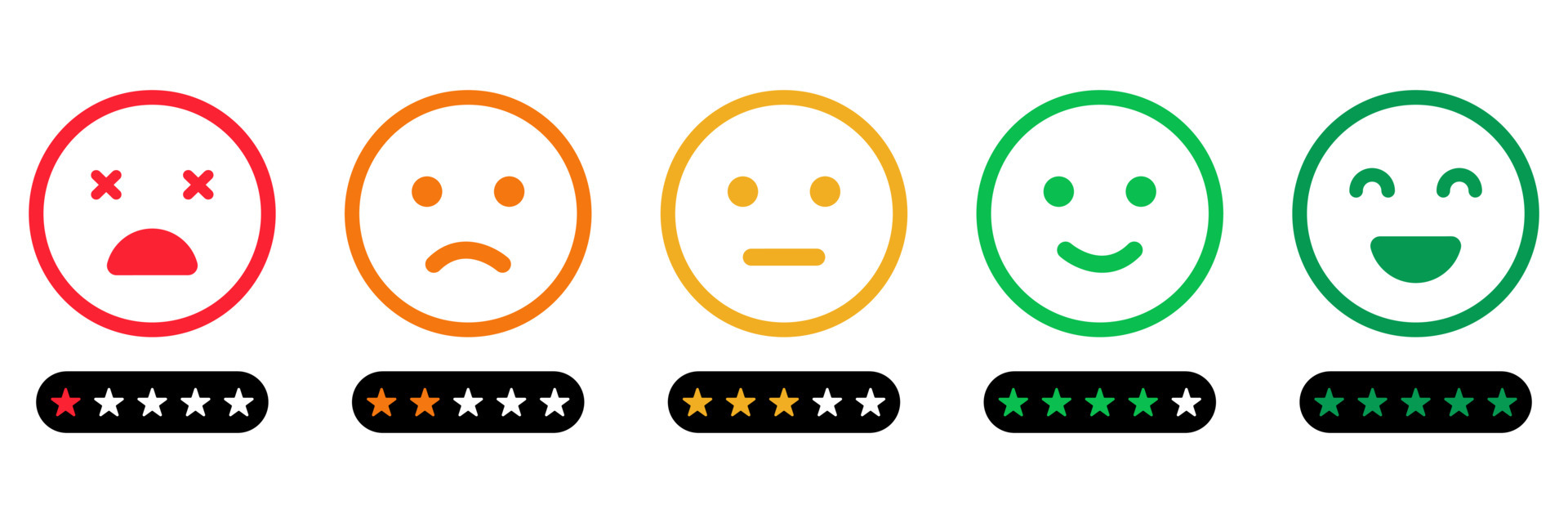 Emoji Feedback Scale With Stars Line Icon Customers Mood From Happy