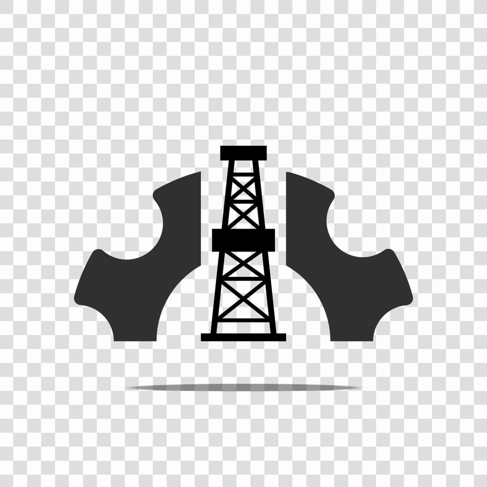 icono de la compañía de perforación de petróleo. icono de rueda dentada. vector