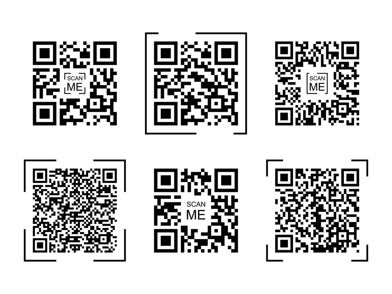 Collection qr code for scanning. Sample various qr code with frame. Scan me concept. Vector