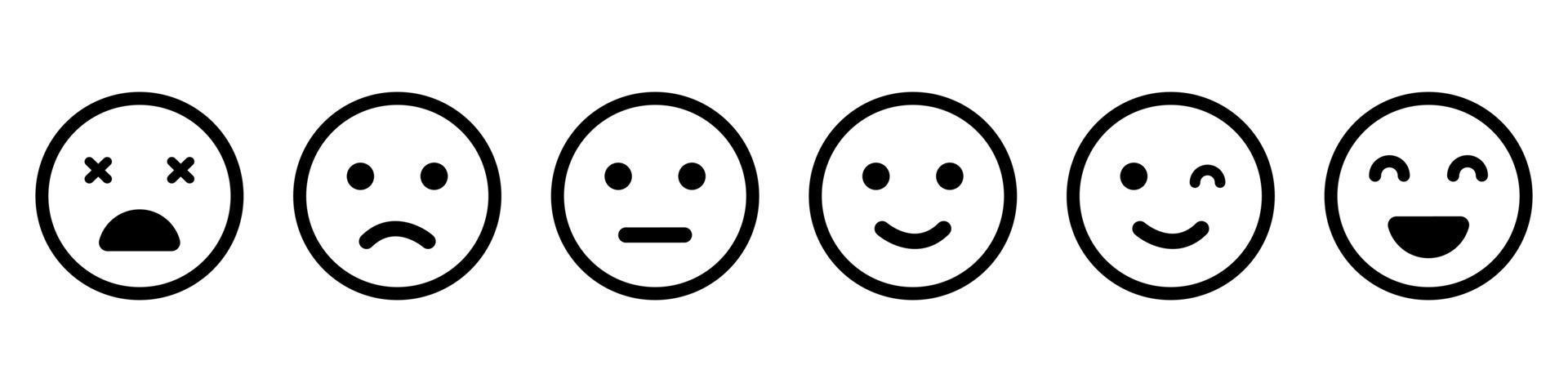 Emoticons Line Icon Set Positive Happy Smile Sad Unhappy Faces