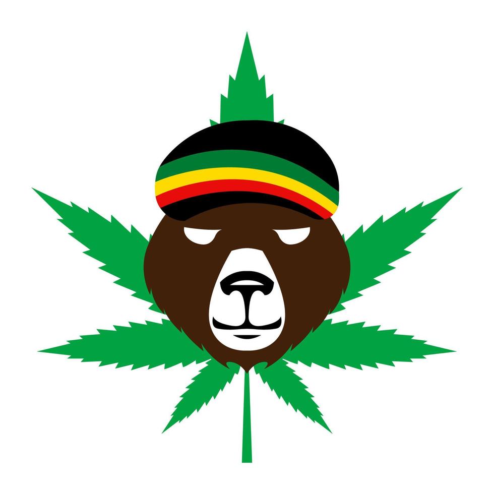 hoja de vector verde de cannabis o marihuana. sombrero rasta jamaicano