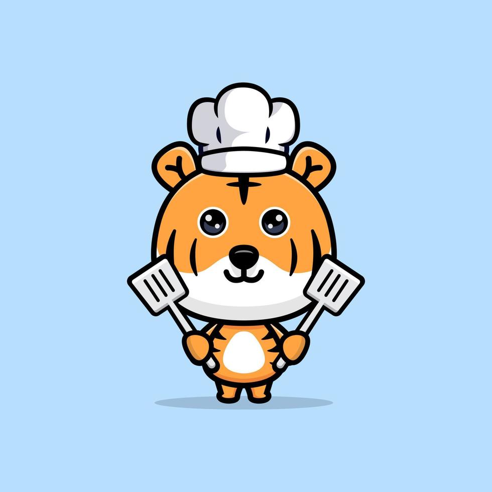 Cute tiger cartoon mascot illustration. design of animal mascot for a storybook, animation, or print product vector