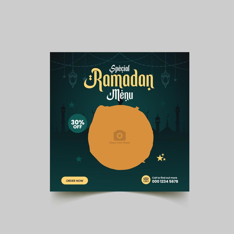 plantilla de publicación de redes sociales de venta de comida de Ramadán vector