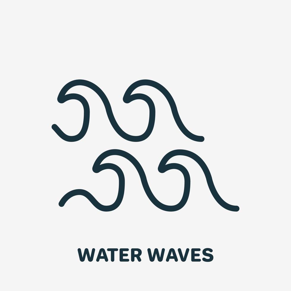 Wave Line Icon. Flowing of Sea, River or Ocean Linear Pictogram. Water Symbol Outline Icon. Isolated Vector Illustration.