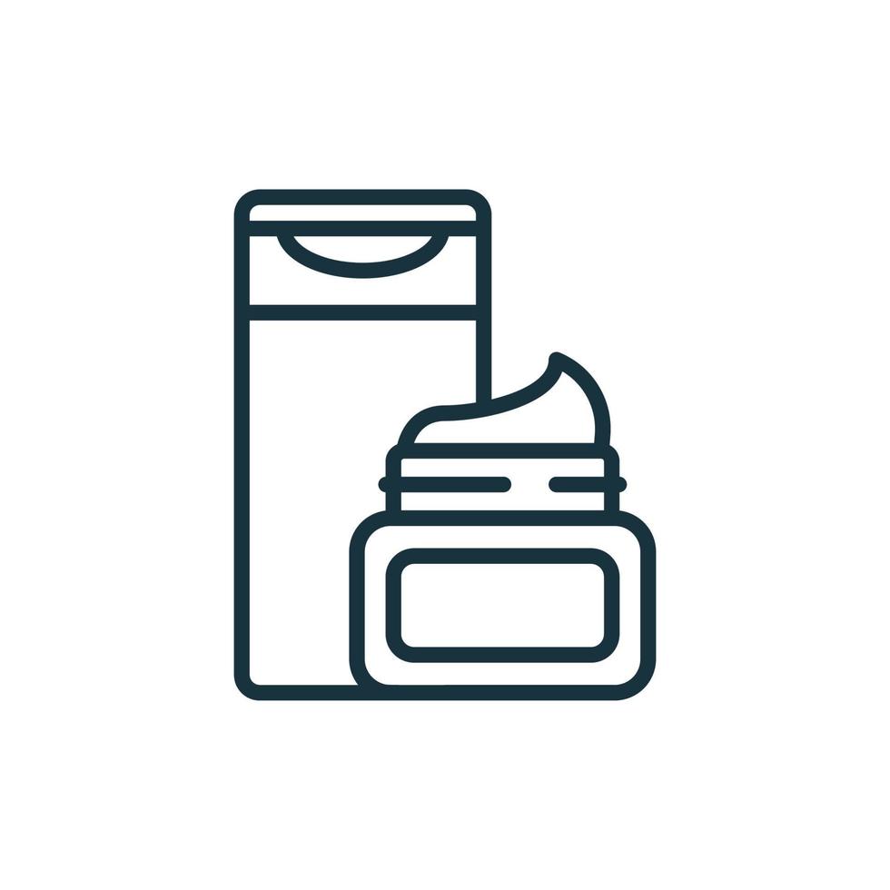 Container for Hair Care Products Line Icon. Jar of Lotion, Shampoo, Balsam, Mask for Hair Linear Pictogram. Package for Cosmetic Product Outline Icon. Isolated Vector Illustration.