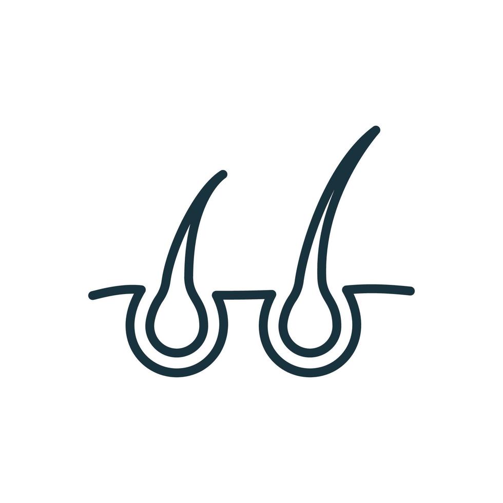 Concept of Hair Growth Line Icon. Hair Grow Linear Pictogram. Cycle of Growth Follicle Outline Icon. Isolated Vector Illustration.