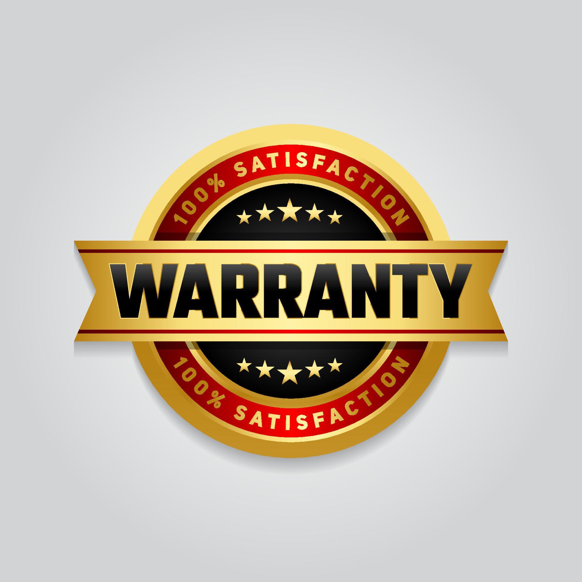 Warranty label vector symbol, sign emblem of guarantee logo for media
