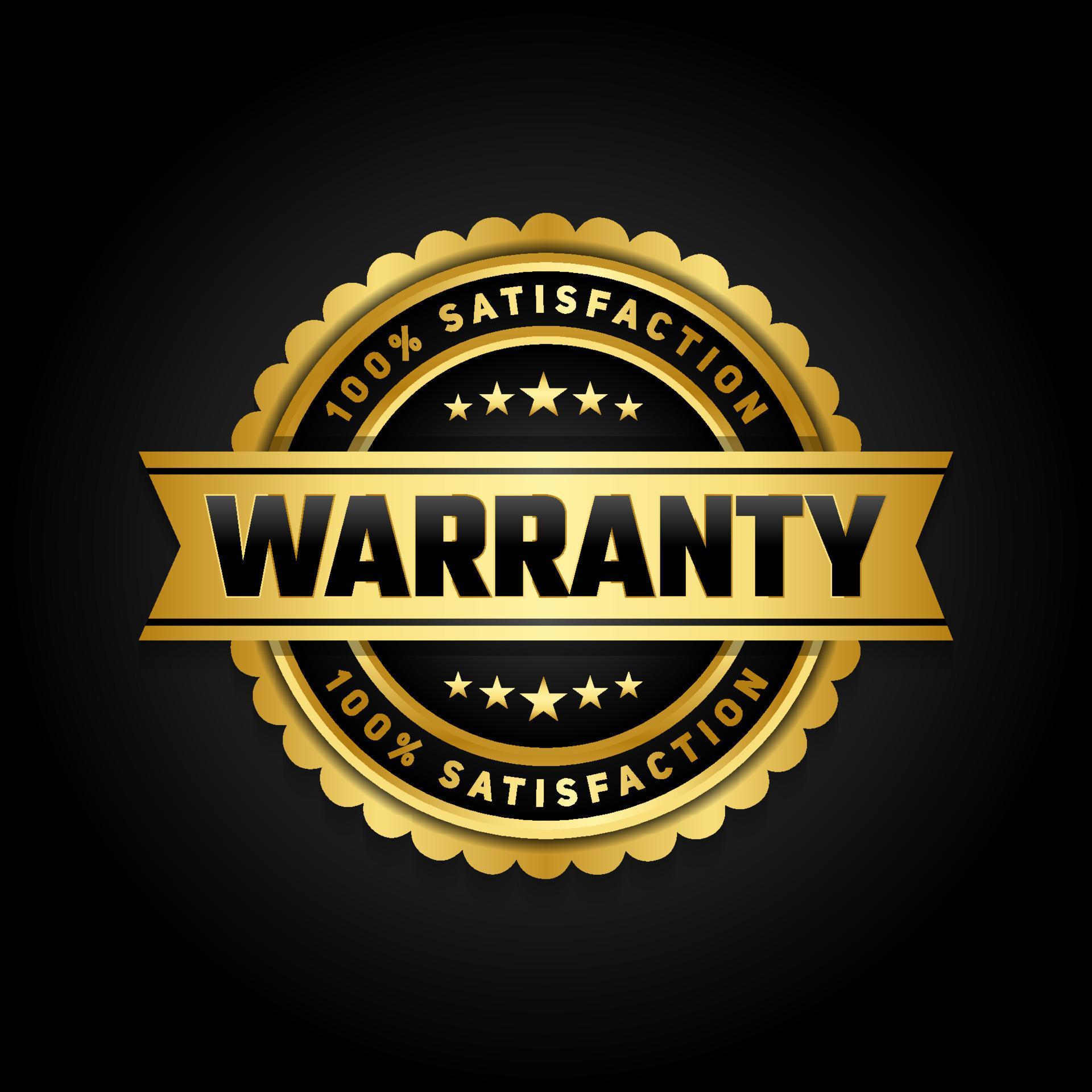 Warranty label vector symbol, sign emblem of guarantee logo for media