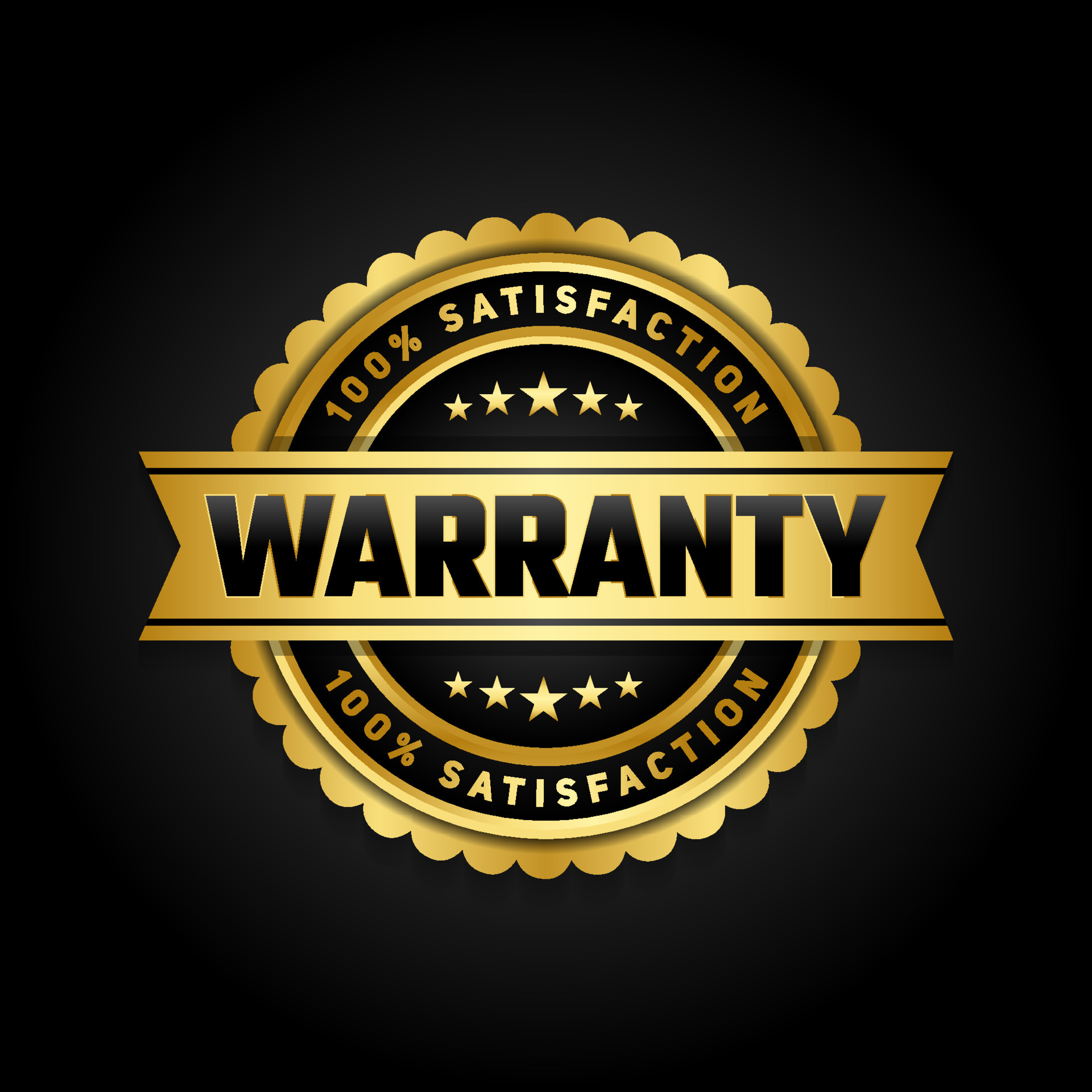 Warranty label vector symbol, sign emblem of guarantee logo for media