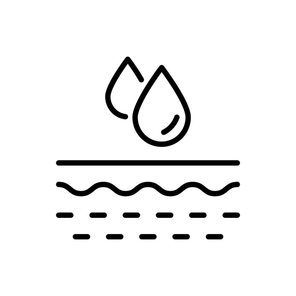 Moisture Skin Concept Line Icon. Moisturizing Face and Body Skin Linear Pictogram. Skin Layer Absorb Water Drop Outline Icon. Anti Dry Skincare. Isolated Vector Illustration.