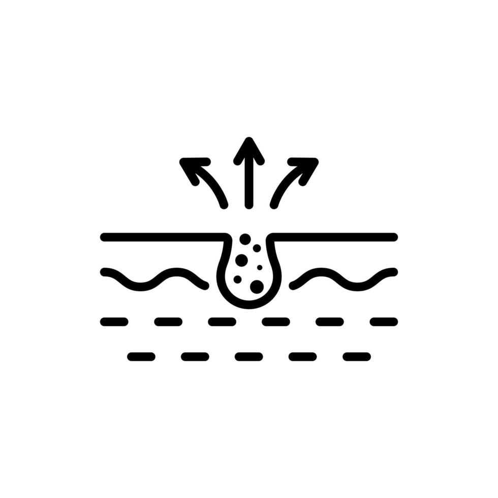 Cleansing Clogged Deep Pore Line Icon. Facial Skin Care Linear Pictogram. Unclog Skin Face of Dirty Blackhead and Dust Outline Icon. Isolated Vector Illustration.
