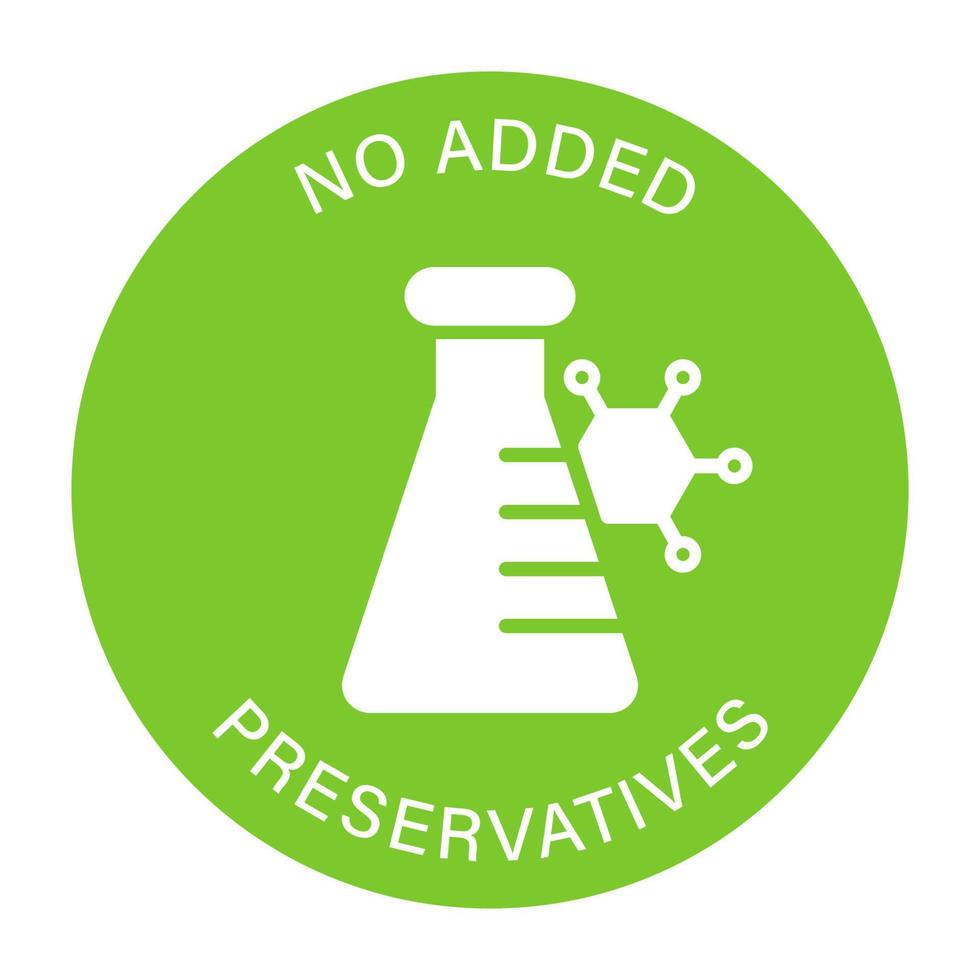 Non Added Preservative Silhouette Icon. No Artificial, Toxic, Chemical Food Ingredient Label. Additive Preservative Free Sign. Certificate Organic Safe Product. Isolated Vector Illustration.