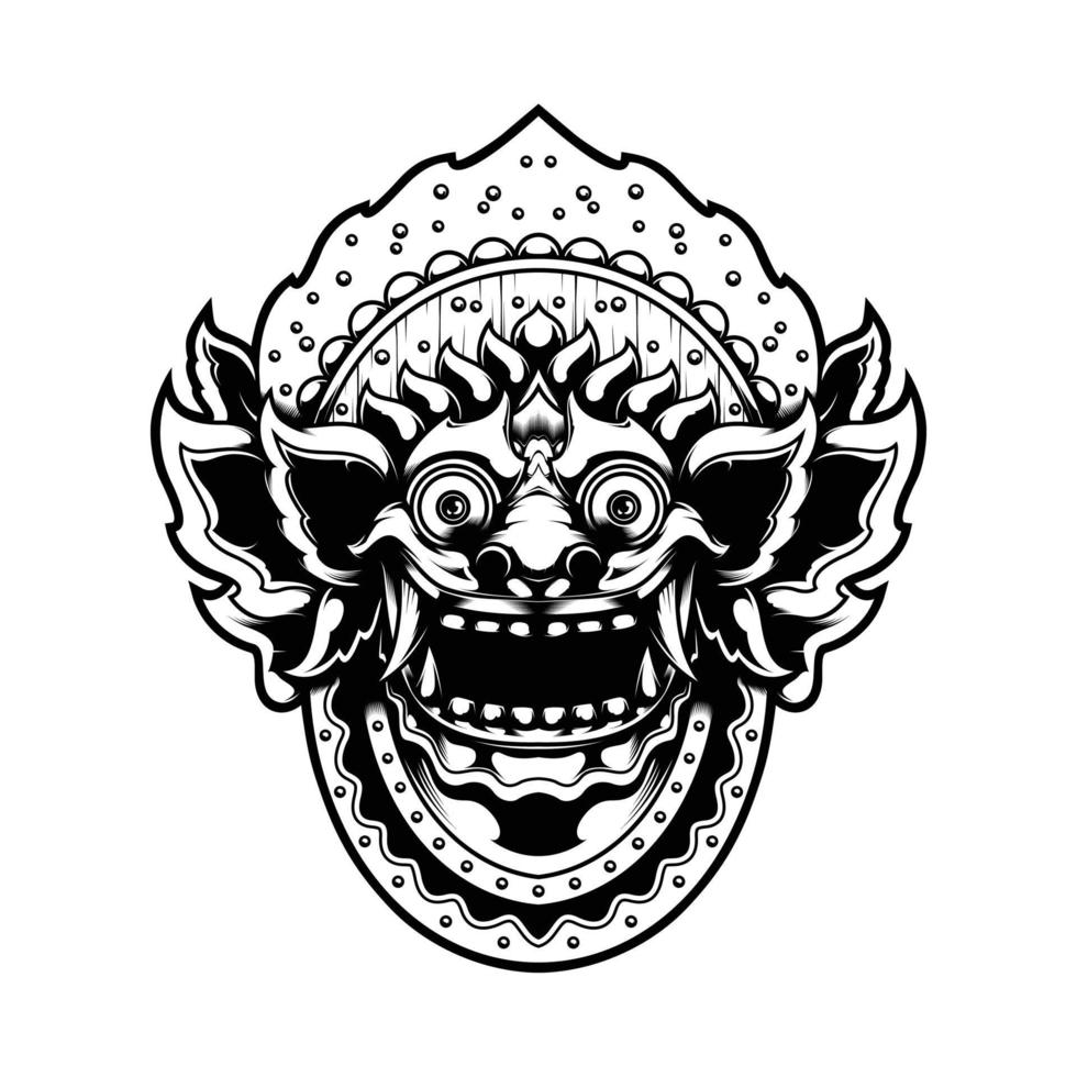 Line Art of Barong Mythology Creatures from Bali vector