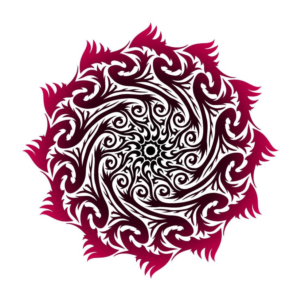 rosa roja abstracta, adorno floral, arte mandala con estilo tribal vector