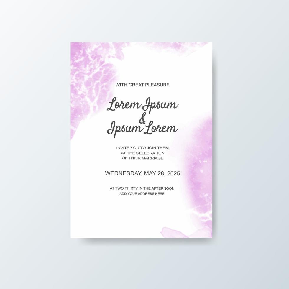 Wedding invitation with abstract watercolor background vector