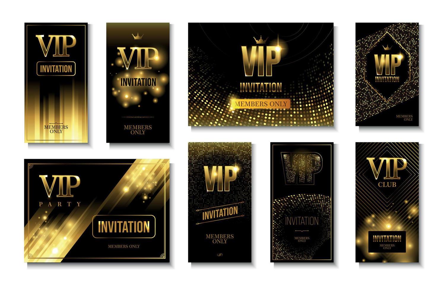 conjunto de invitación vip vector