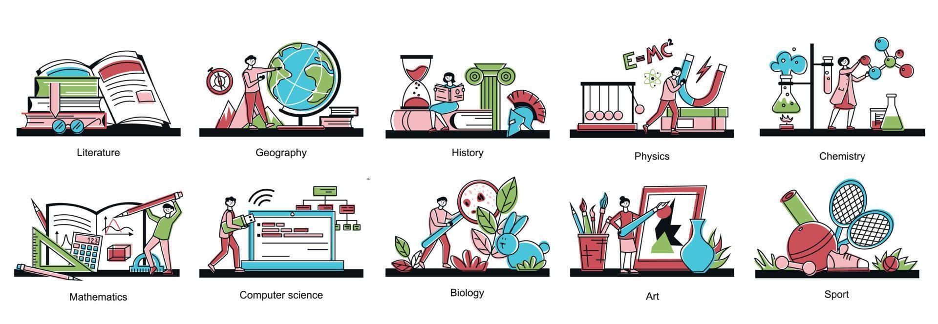 School Subject Color Set vector