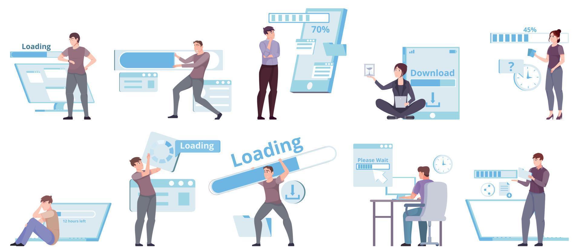 Loading Progress People Set vector