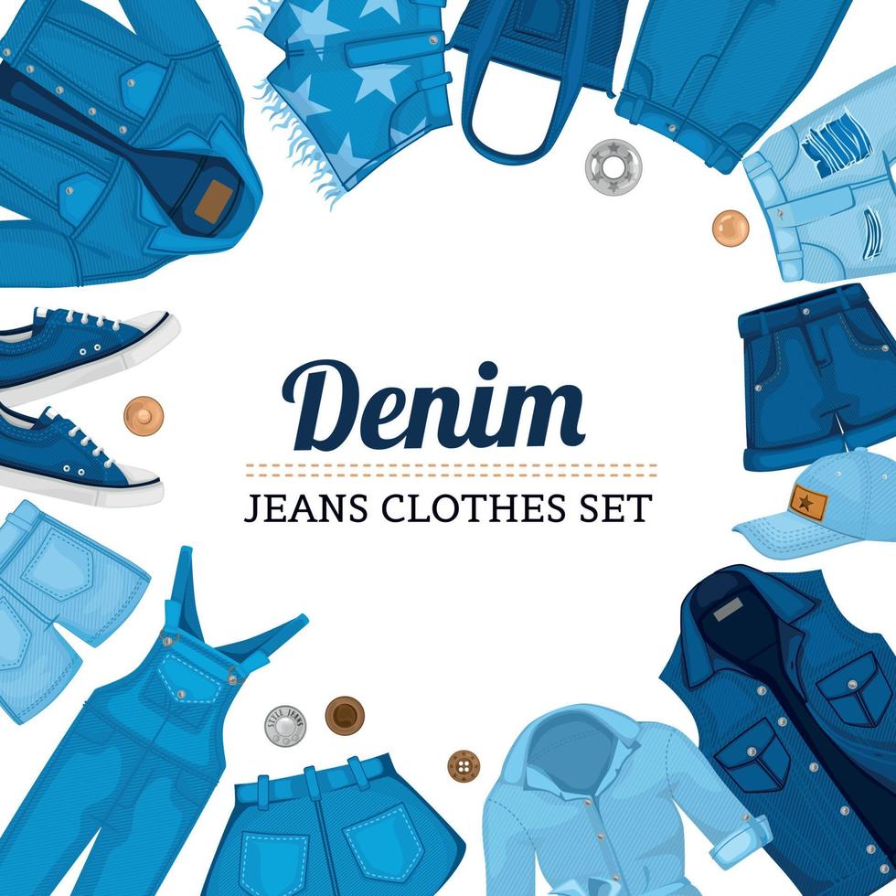 Denim Jeans Frame Composition vector