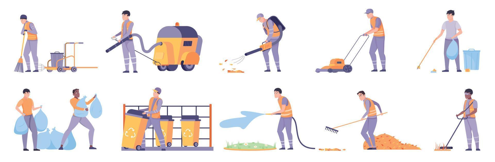 City Cleaning Flat Set vector