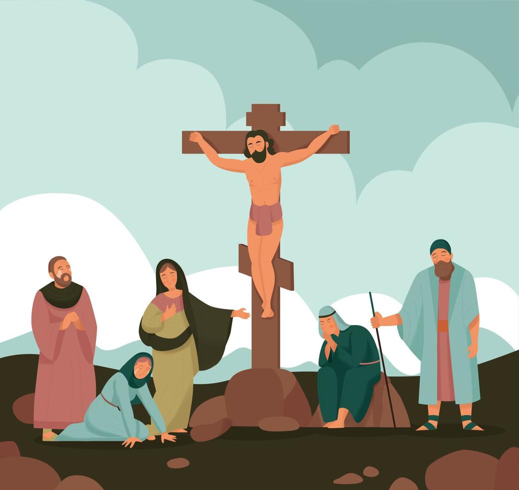 Christ Bible Story Crucifixion Composition vector