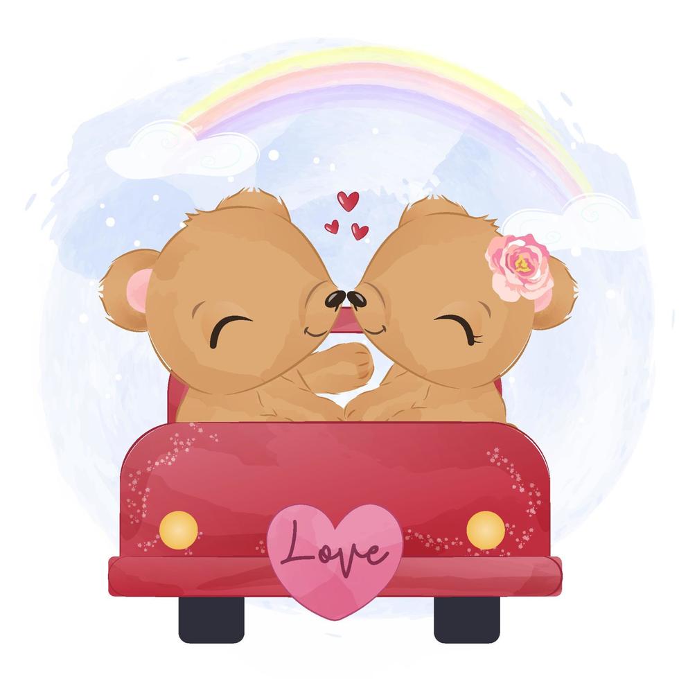 ilustración de pareja de oso romántico vector