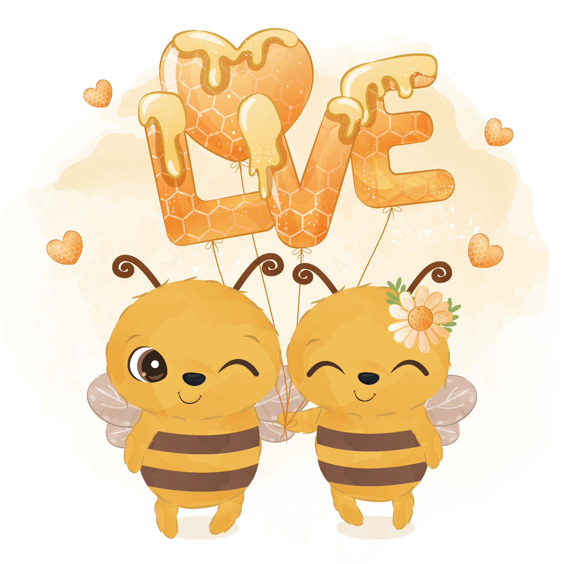 Lovely Honey Bee Illustration for Spring Decoration 5725904 Vector