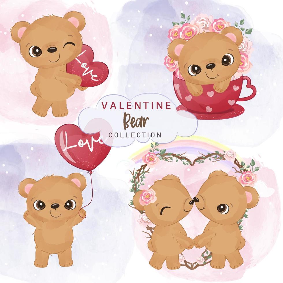 Cute Bear Illustrations Set vector