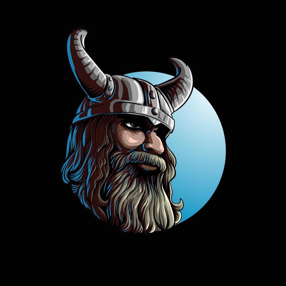 viking man with a horned helmet vector