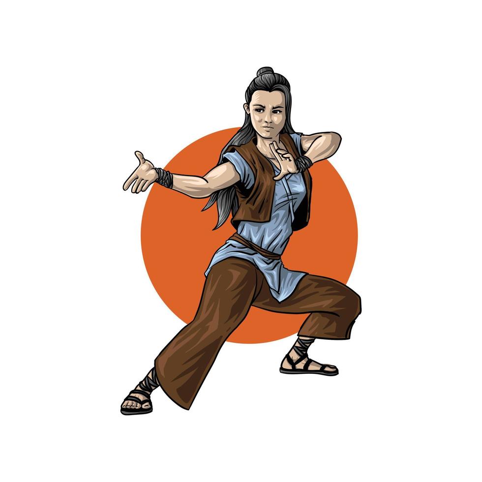 female fighter ready to fight illustration vector