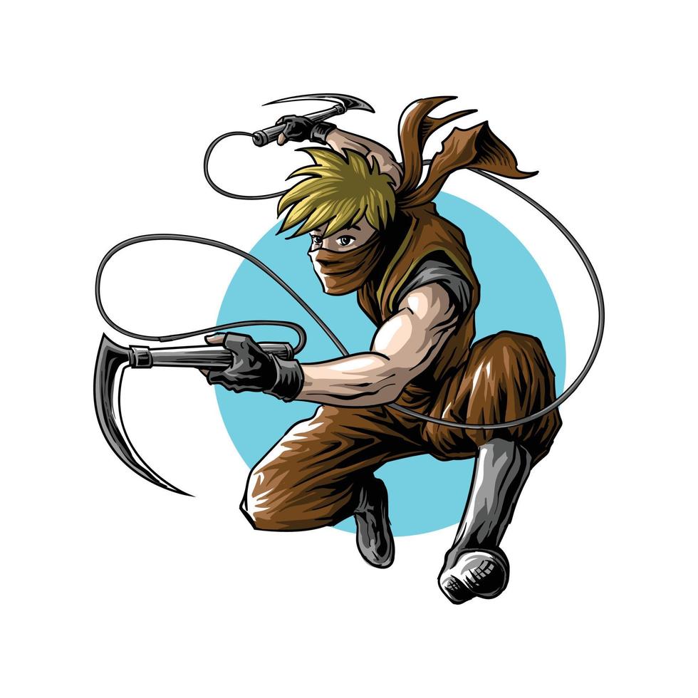 ninja jump attack with weapons 5725968 Vector Art at Vecteezy