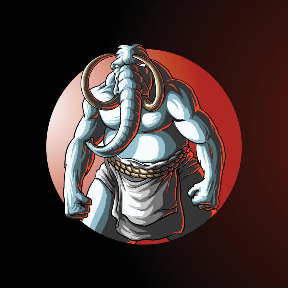 strong mammoth elephant in circle isolated on dark vector