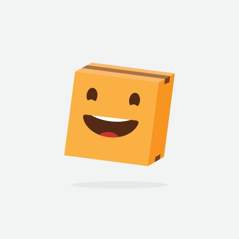 caja de cartón. caja divertida. personaje de caja caja de entrega emoji de caja vector