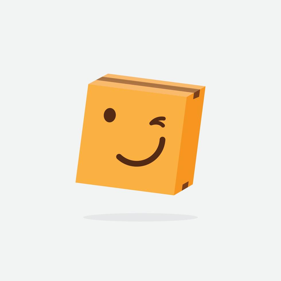 caja de cartón. caja divertida. personaje de caja caja de entrega emoji de caja vector