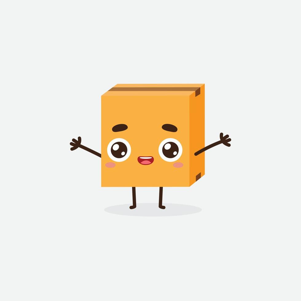 personaje de mascota de caja de cartón. ilustración vectorial personaje de caja linda caja caja divertida. vector