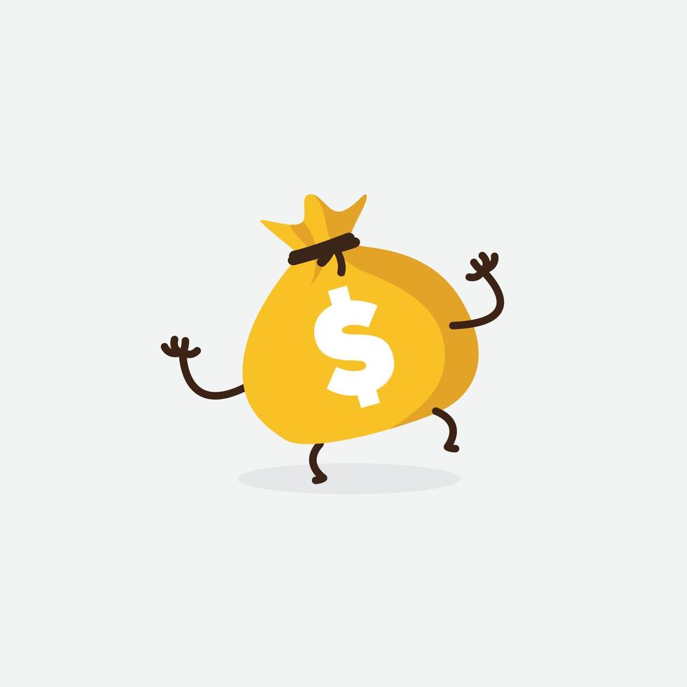 personaje de saco de dólar. personaje de saco de dinero. personaje de dinero dibujos animados de dinero vector