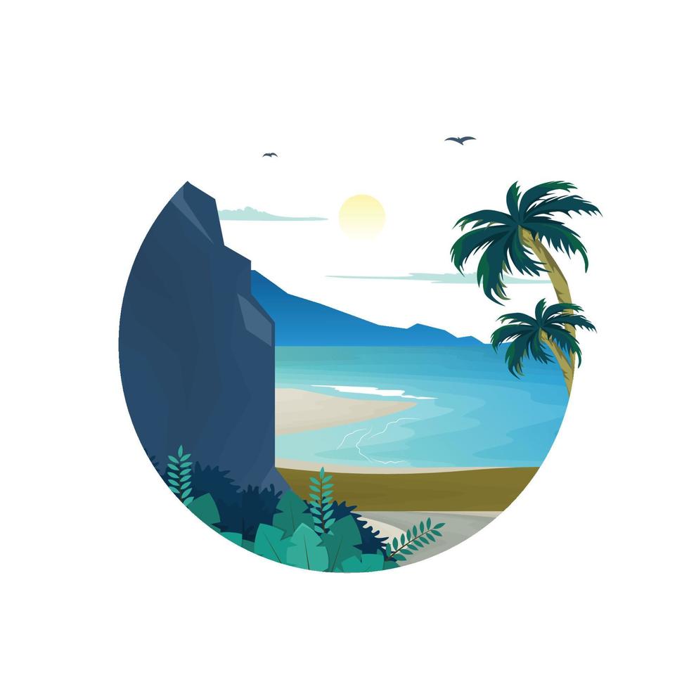 Beautiful Sea Summer Pandawa Beach Bali Holiday Landscape Circle View vector