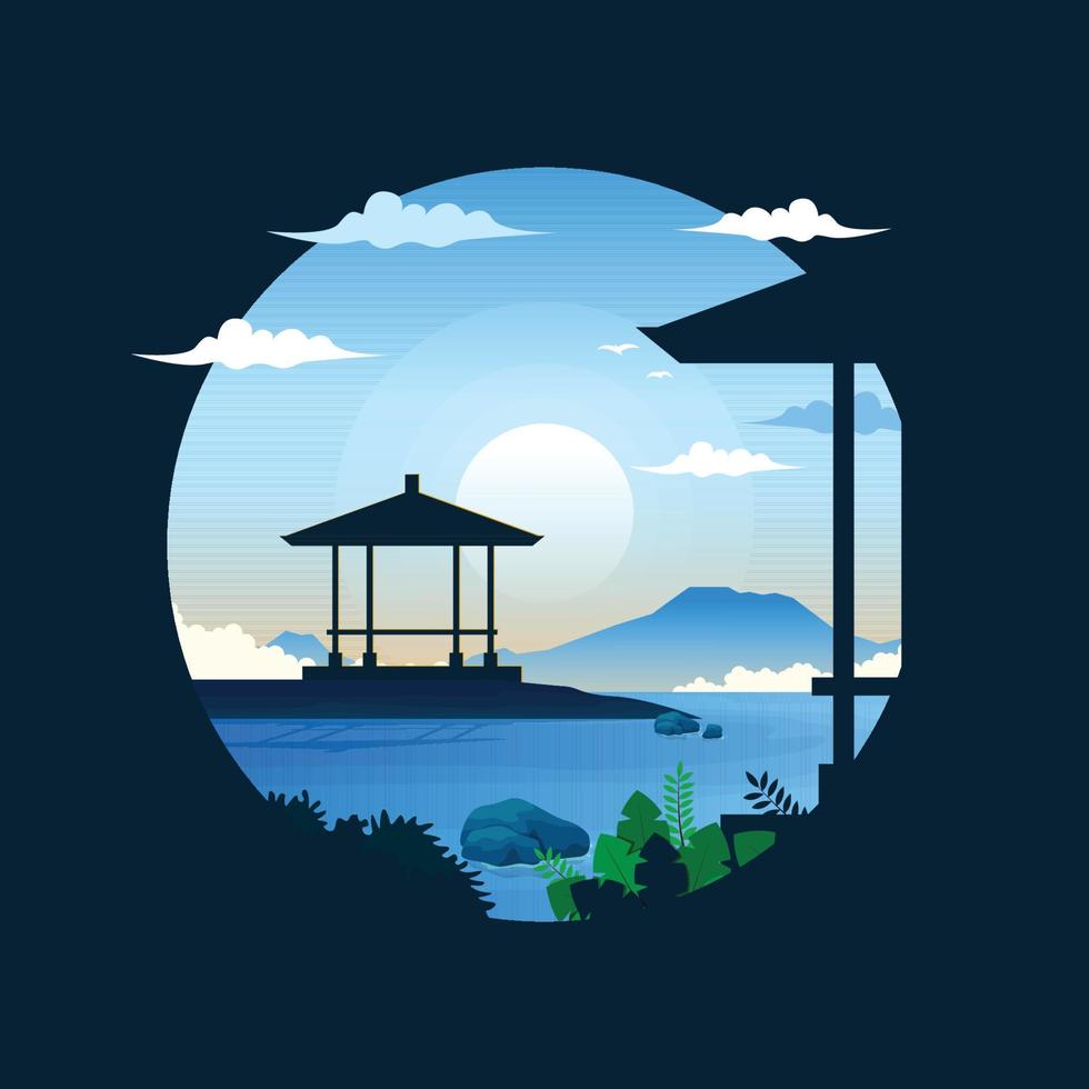 Beautiful Island Sea Nusa Dua Beach Bali Landscape Circle View vector