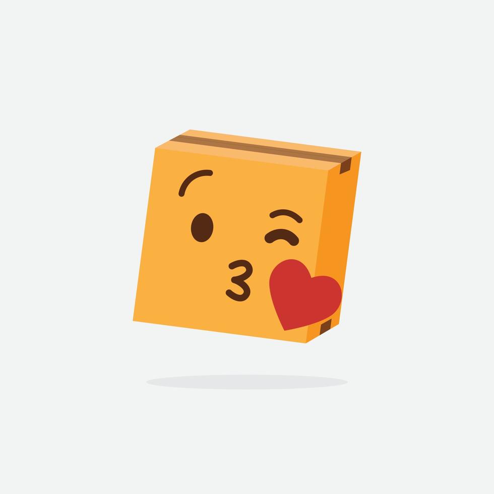 caja de cartón. caja divertida. personaje de caja caja de entrega emoji de caja vector