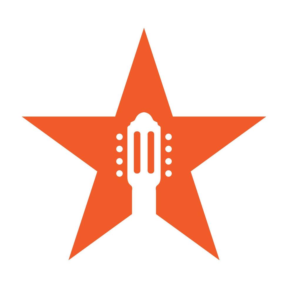 Estrella con símbolo de logotipo de guitarra icono de vector ilustración diseño gráfico