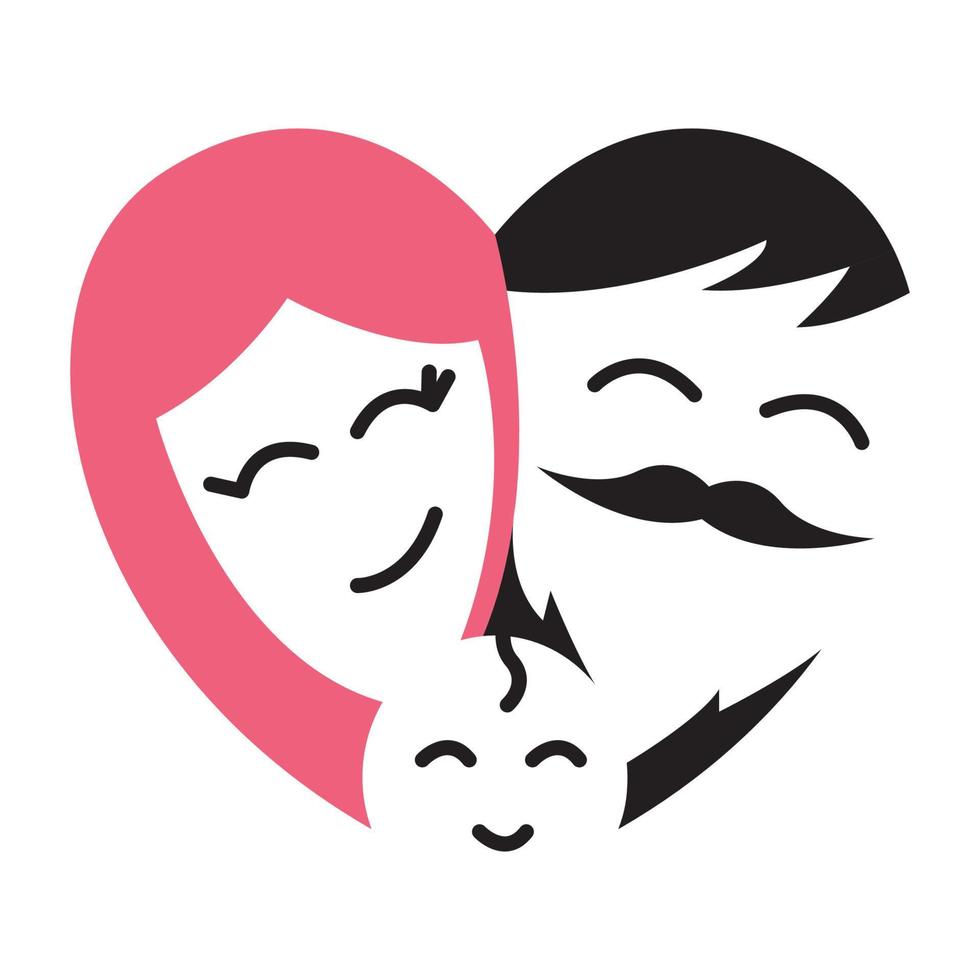 love shape with family face  logo symbol vector icon illustration graphic design