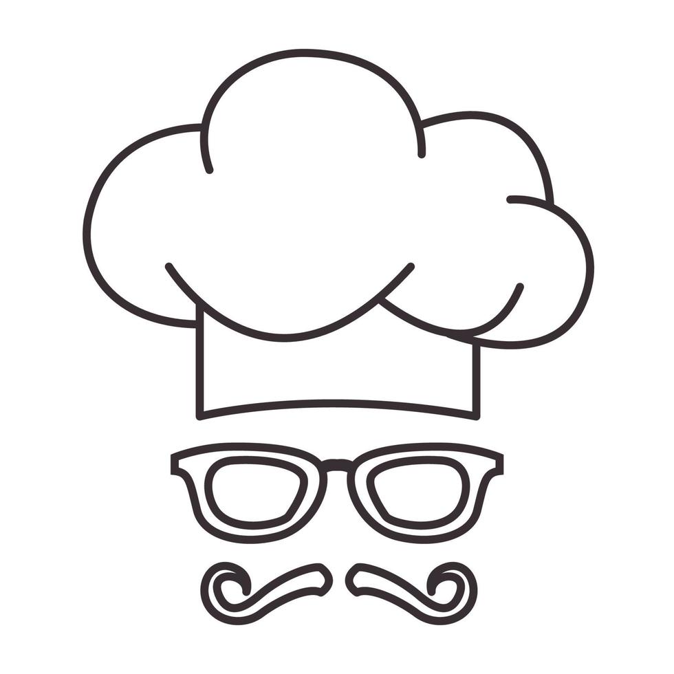 Líneas hipster jefe chef logo símbolo vector icono ilustración diseño gráfico