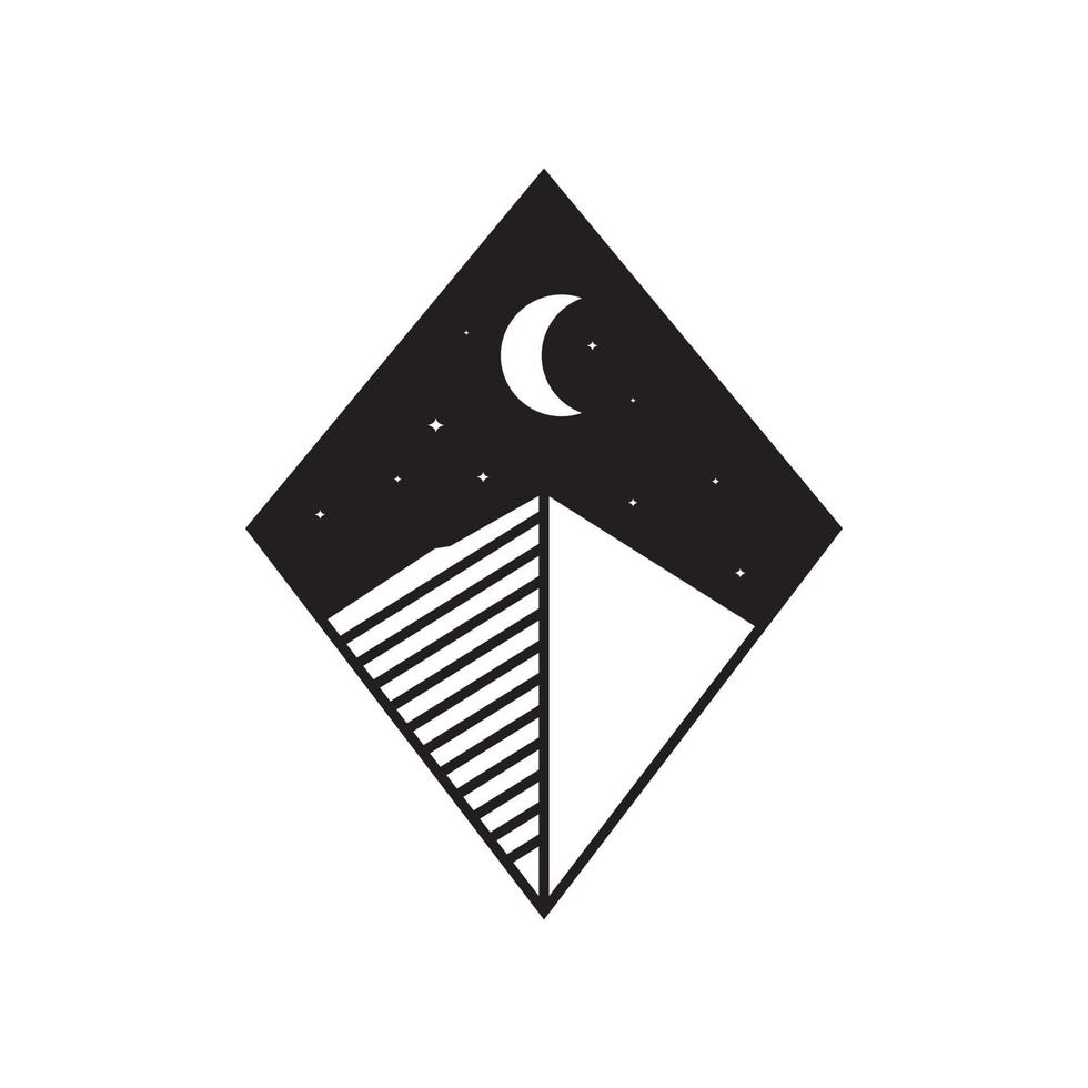 montaña triangular con diseño de logotipo de espacio nocturno, símbolo gráfico vectorial icono ilustración idea creativa vector