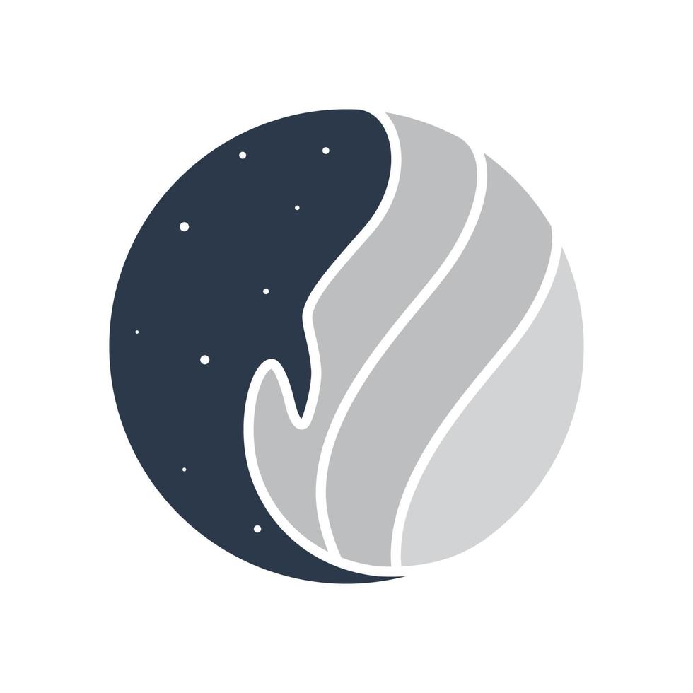 círculo con diseño de logotipo de ballena y estrellas espaciales, símbolo gráfico vectorial icono ilustración idea creativa vector