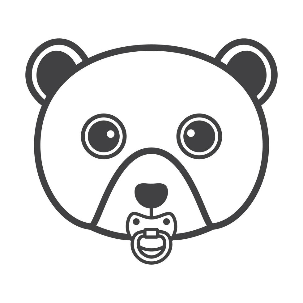 Chupete de bebé con líneas de oso símbolo del logotipo icono vectorial ilustración diseño gráfico vector