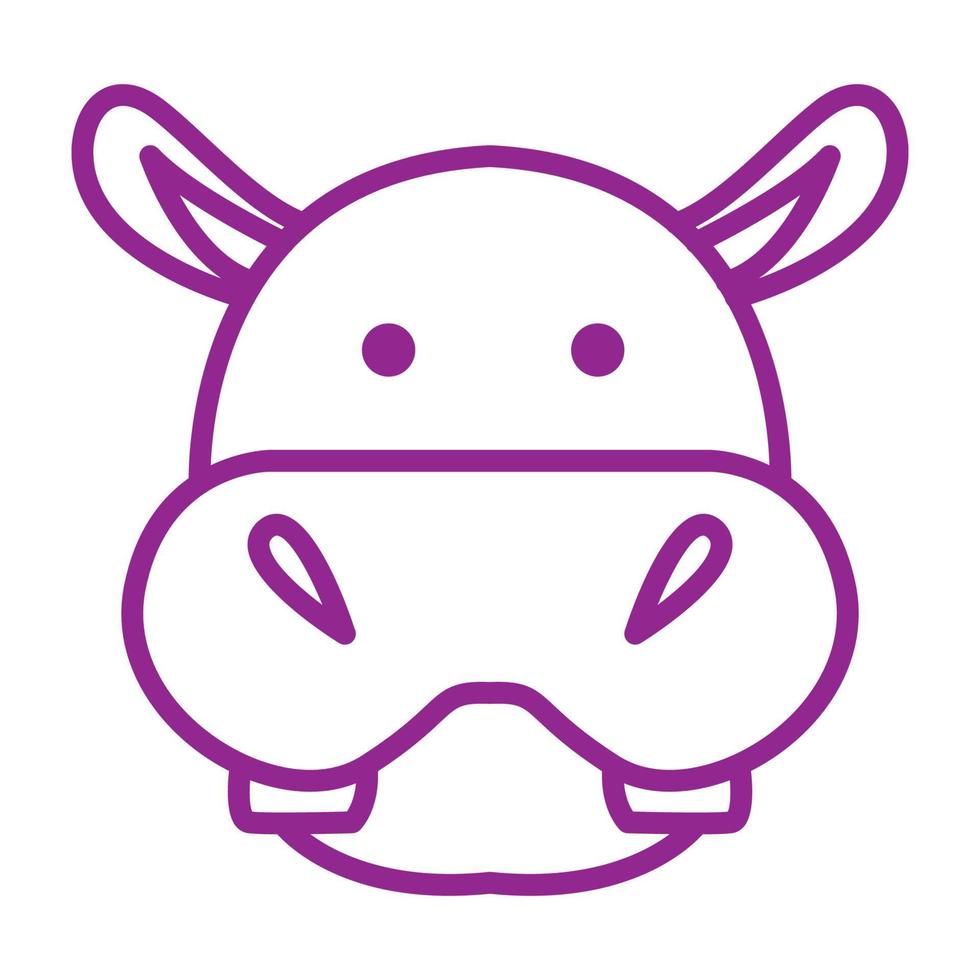 cute lines hippo head logo symbol vector icon illustration graphic design