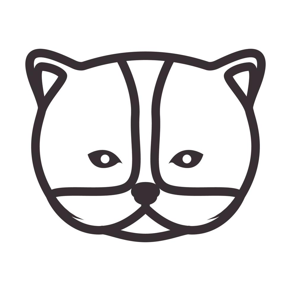 cabeza bosque gato líneas logo símbolo vector icono ilustración diseño gráfico