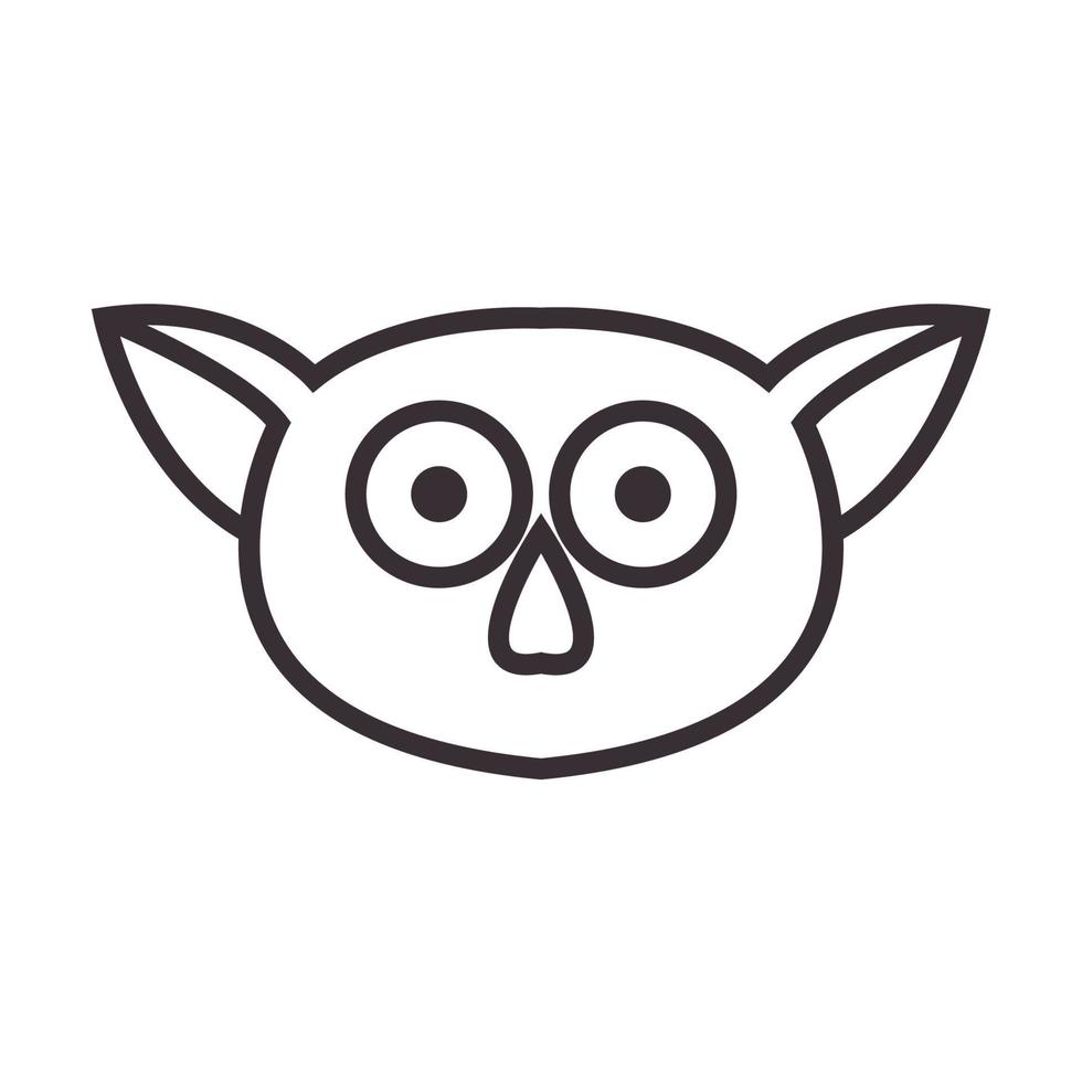 line tarsius head cute logo symbol vector icon illustration graphic design