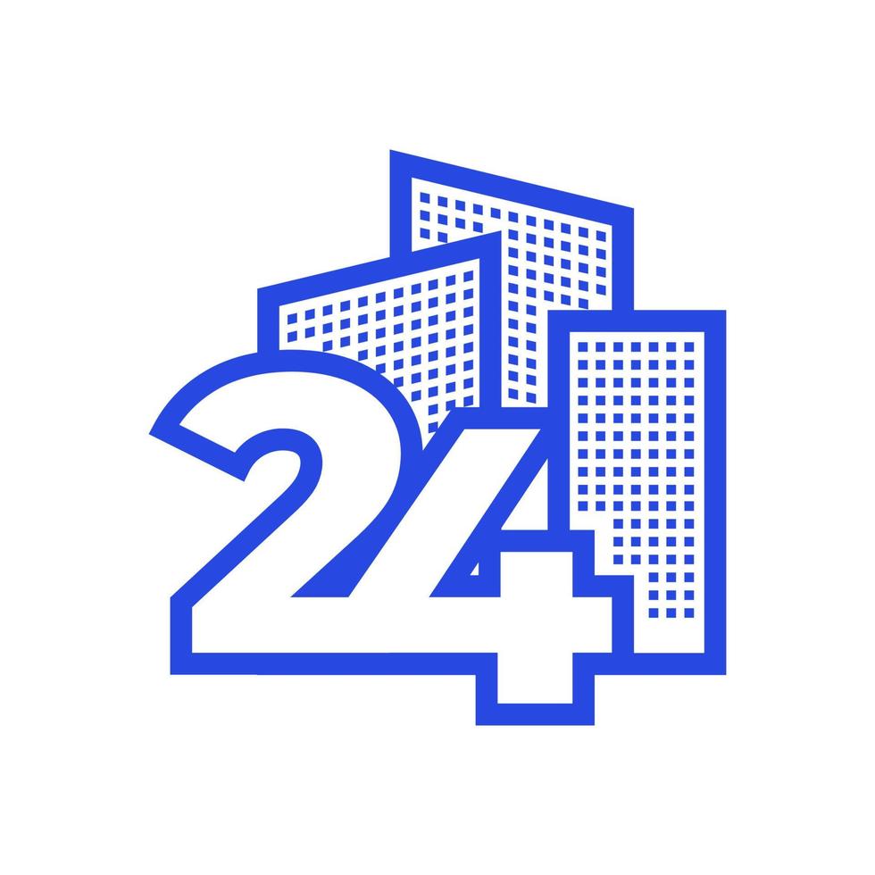 number 24 with building logo design vector graphic symbol icon illustration creative idea