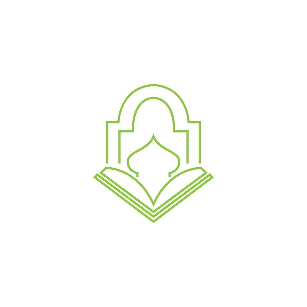 line green mosque with Quran logo design, vector graphic symbol icon illustration creative idea